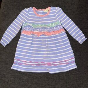 Matilda Jane Lavender Striped Dress with Floral Ruffles vintage 6-12 months baby